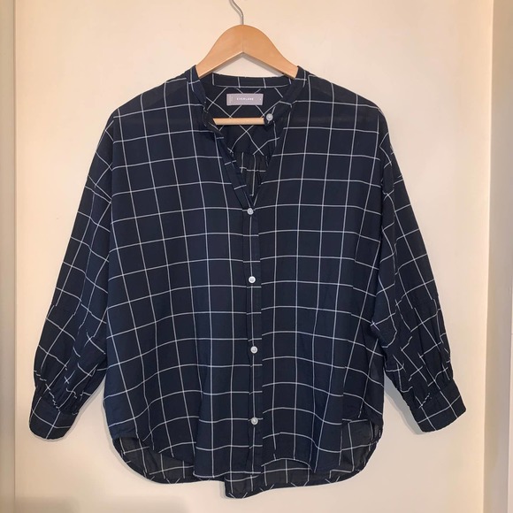 Everlane Collarless Air Shirt Button Down Blouse 6 - Picture 5 of 11